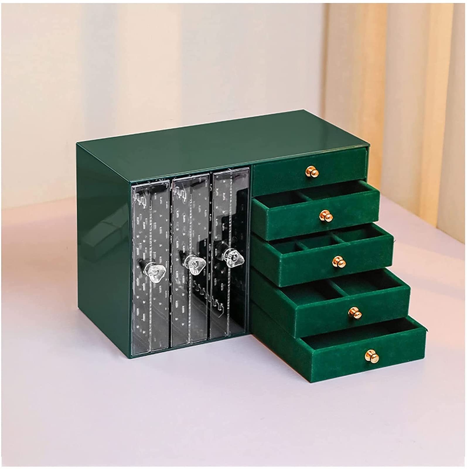 TIANQIHAO Jewelry Travel Box Jewelry Box Jewelry Organizer 5 Drawers&3 Earring Holder Jewelry Box For Bangle Bracelet Necklace Rings Storage Dustproof Velvet Jewelry Display Jewelr