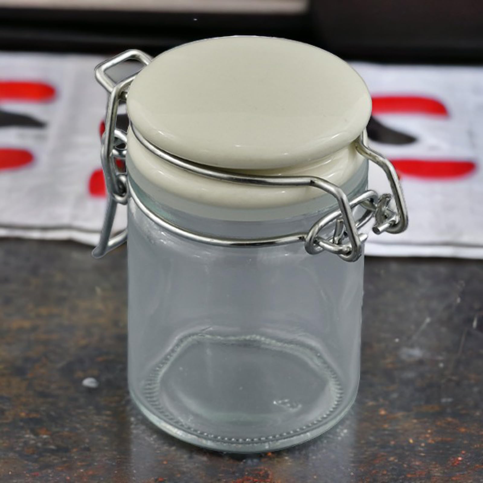 Doni Bomboniere Matrimonio 12PZ Barattolo con Tappo in Ceramica Porta Spezie Caramelle Confetti Marshmallow Cresima Comunione Annivesario Confettata Segnaposto Bianca Ermetico Base Tonda Idee Regalo