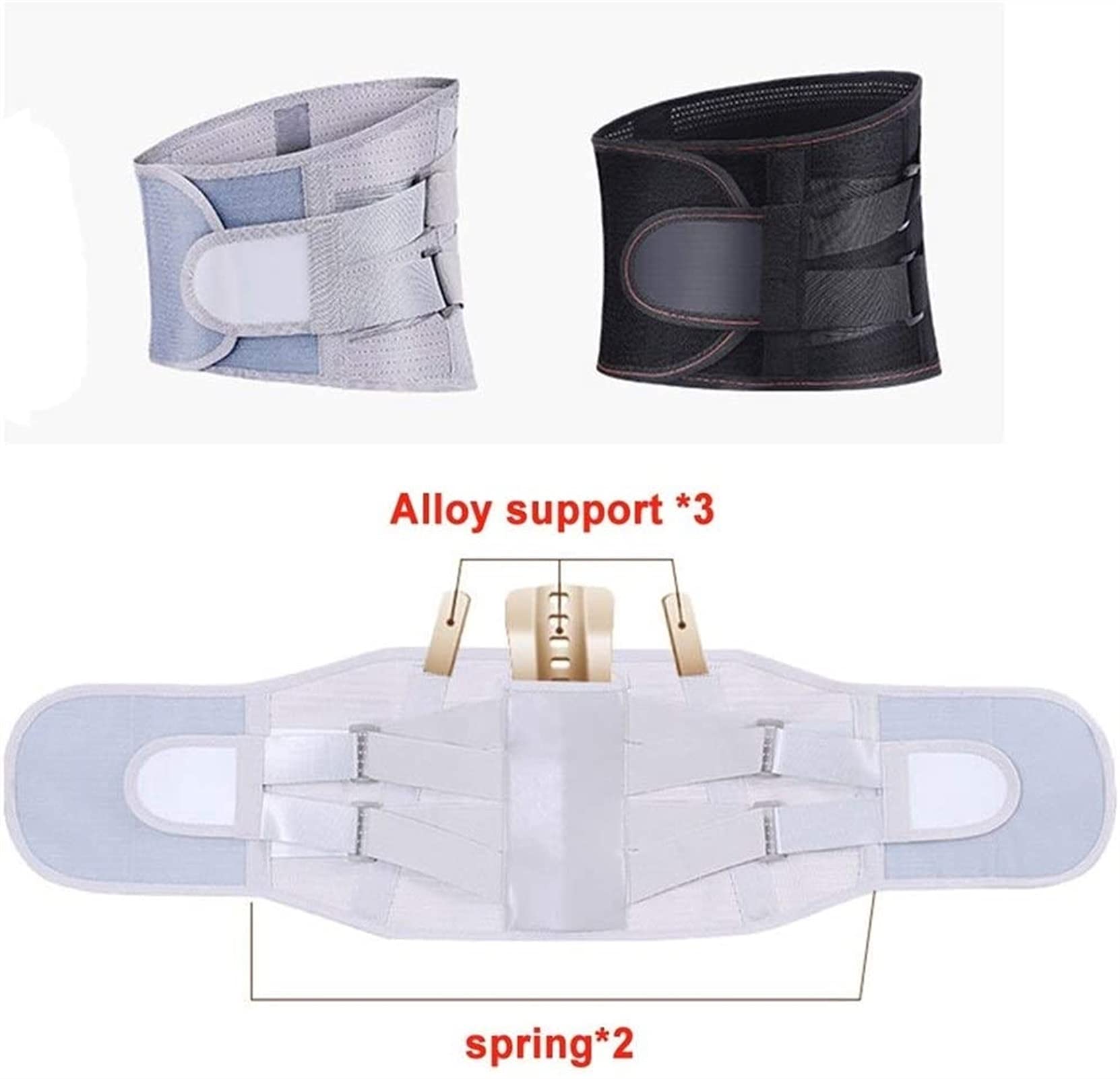 Cinturón de Soporte Lumbar de turmalina con Correas de Soporte Ajustables y autocalentables - Faja Lumbar para Hombres y Mujeres - Cinturón térmico de protección