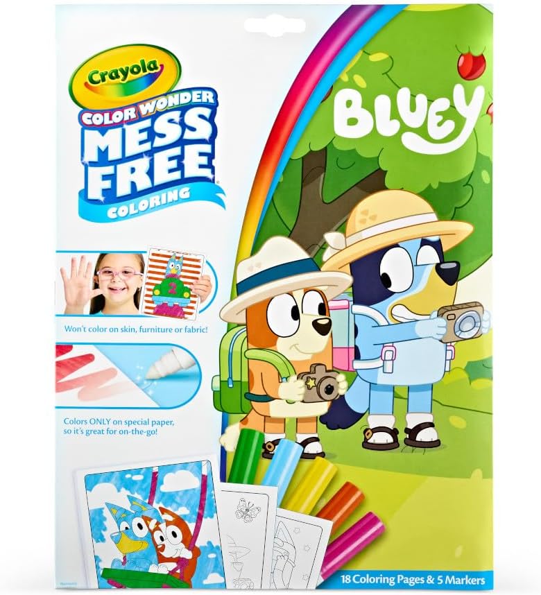 Color Wonder - Bluey Colouring Mess-Free Book (Includes 18 Colouring Pages & 5 Magic Color Wonder Markers)