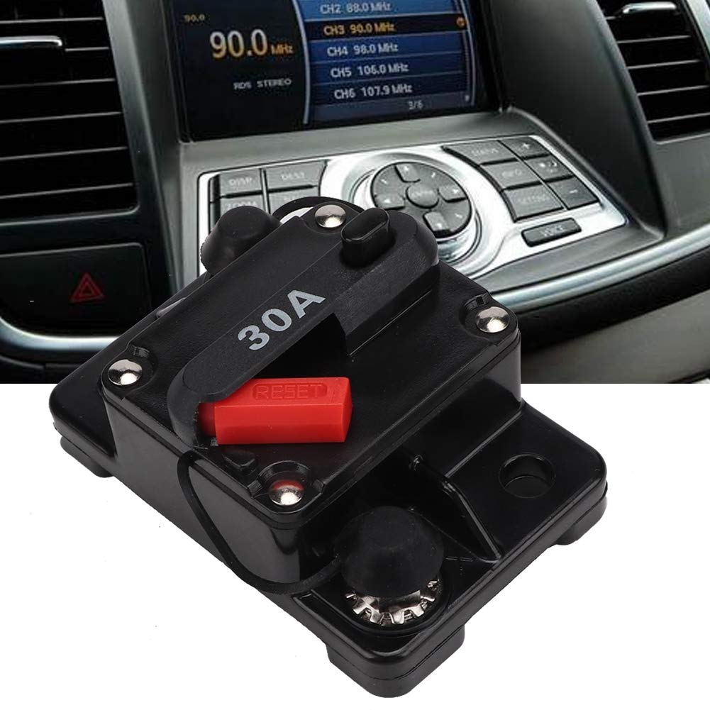 EVGATSAUTO 12V 30A/40A/60A Inline wyłącznik bezpiecznikowy falownik samochodowy stereo audio resetowalny samonaprawialny reset bezpiecznika (30A)