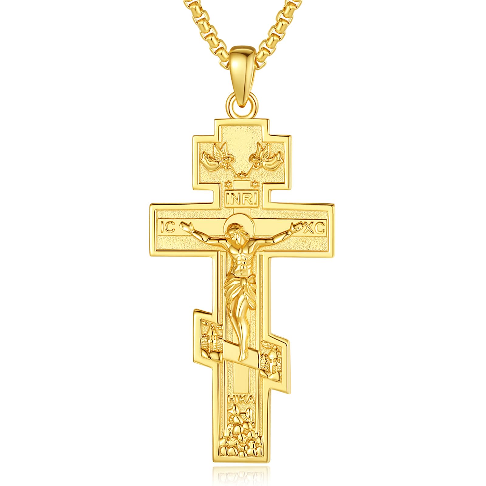 CELESTIA Collier Croix Argent 925 Croix Chretienne pour Femme et Homme Crucifix Pendentif avec Chaîne Réglable Acier Inoxydable Cadeau Spirituels