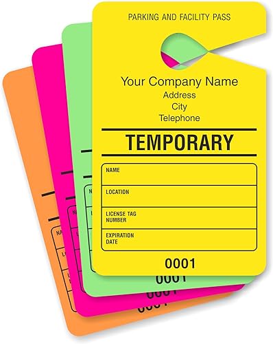 SmartSign Paquete de 50 etiquetas para colgar espejo personalizadas "Temporales, añade tu dirección y número", papel de 3.5 x 5.5 pulgadas, pase de