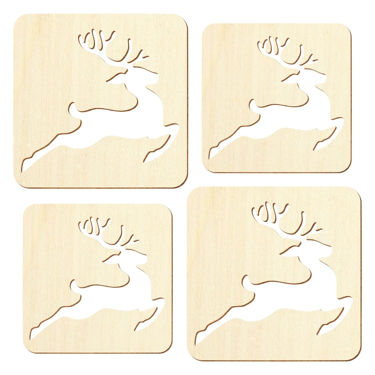 Lote de 10 plantillas de madera, diseño de reno volador, 5 a 50 cm, tamaño: 47 cm