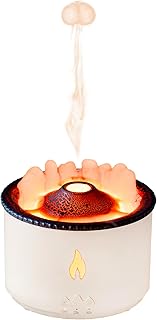 Flame Air Diffuser Volcano Aroma Diffuser Ultrasonic Oil Diffuser 360mL Auto-Off Protection for Home,Office or Yoga, Gym (White)…
