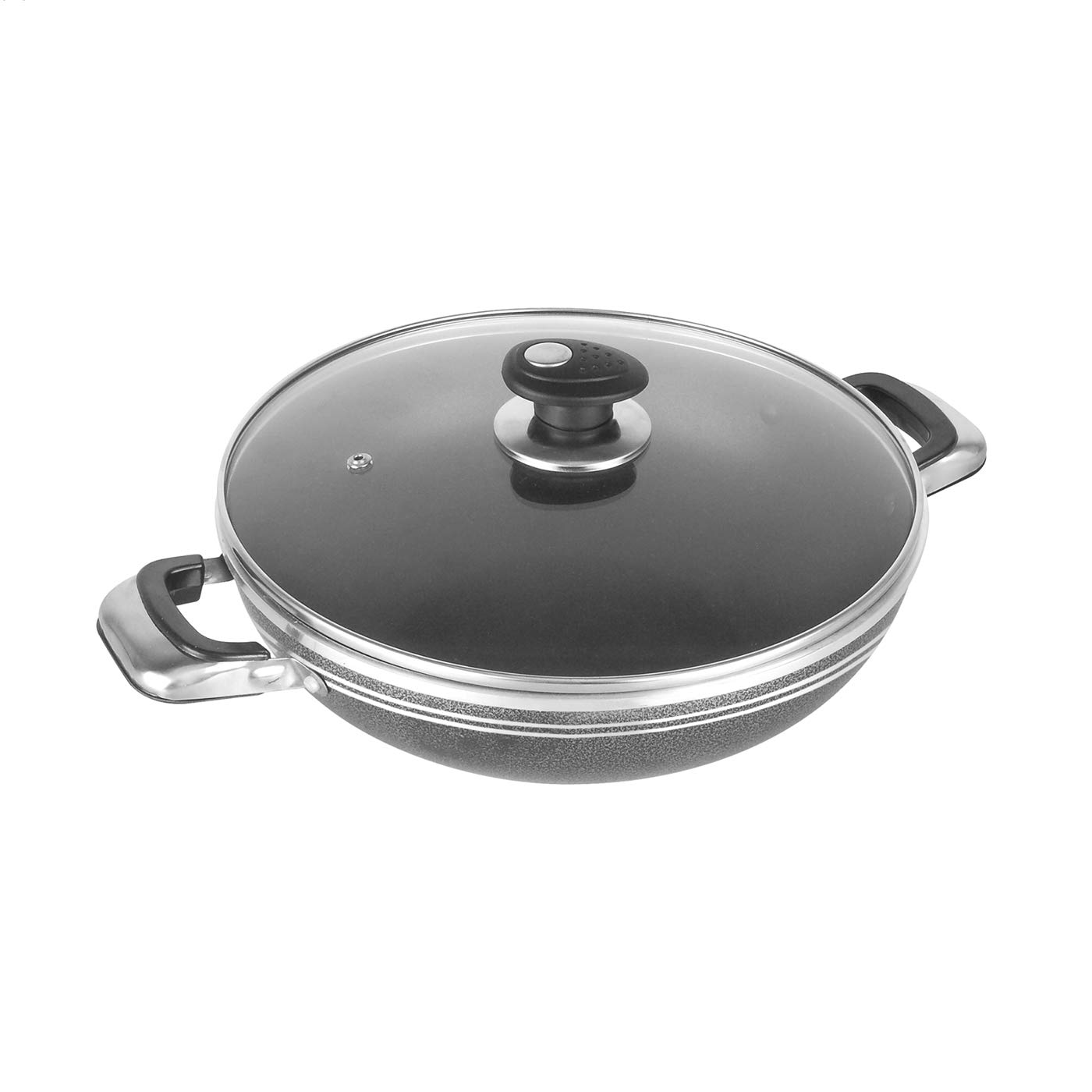 Una Non-stick Wok with Two Handles & Lid, Induction Base - 26cm