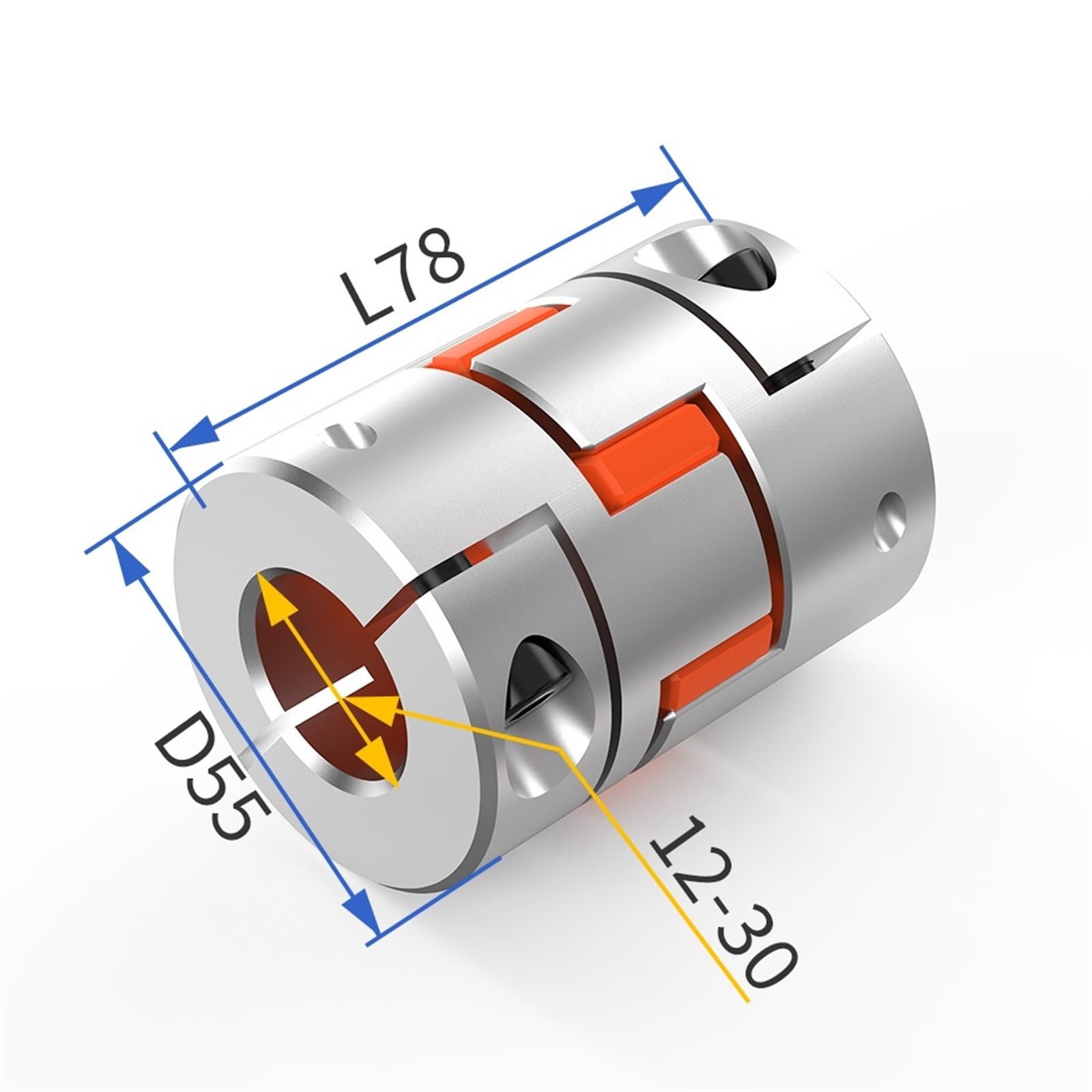Accoppiatore Flessibile in Alluminio Prugna 4 Griffe D55L78 Spider Giunto Elastico Motore Albero 12/14/15/16/18/19/20/22/25/28/30 mm(16x19)