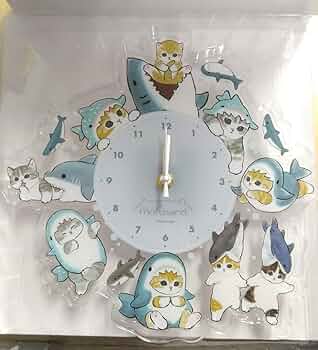 Amazon.co.jp: モフサンド サメにゃんアクリル壁掛け時計