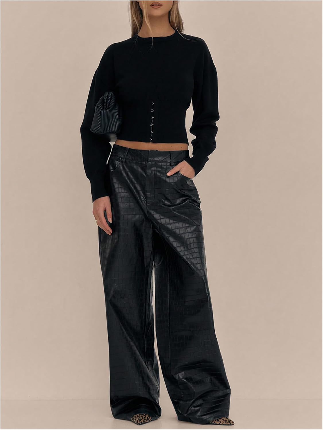 Milumia Women's Y2k Long Sleeve Cropped Sweater Crewneck Ribbed Knit Casual Tops Knitwear - Image 5