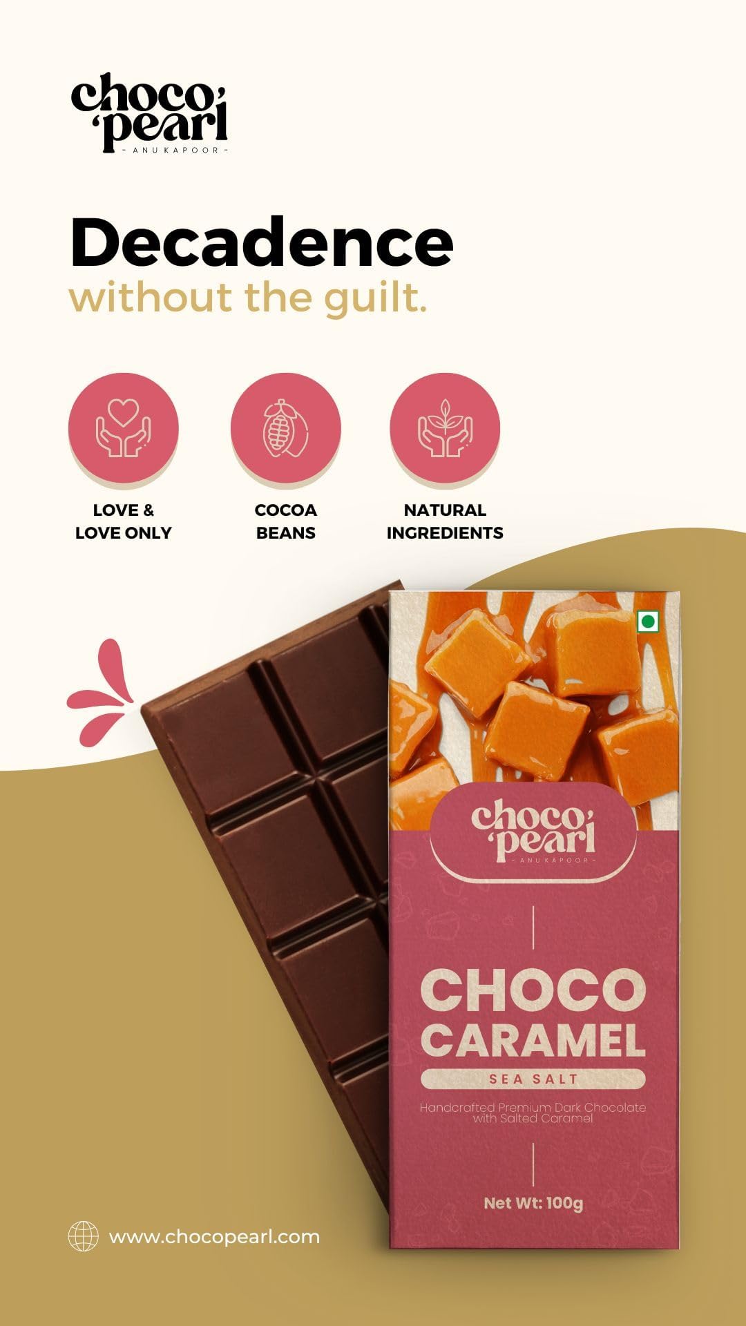 Choco Pearl Choco Caramel Handcrafted Premium Dark Chocolate With