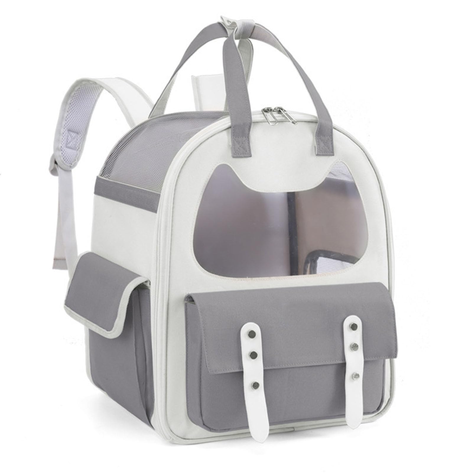 Zaino per animali domestici Zaino da viaggio per gatti impermeabile traspirante di grande capacità Borsa da trasporto per animali domestici con maniglia per campeggio e attività (Grigio)