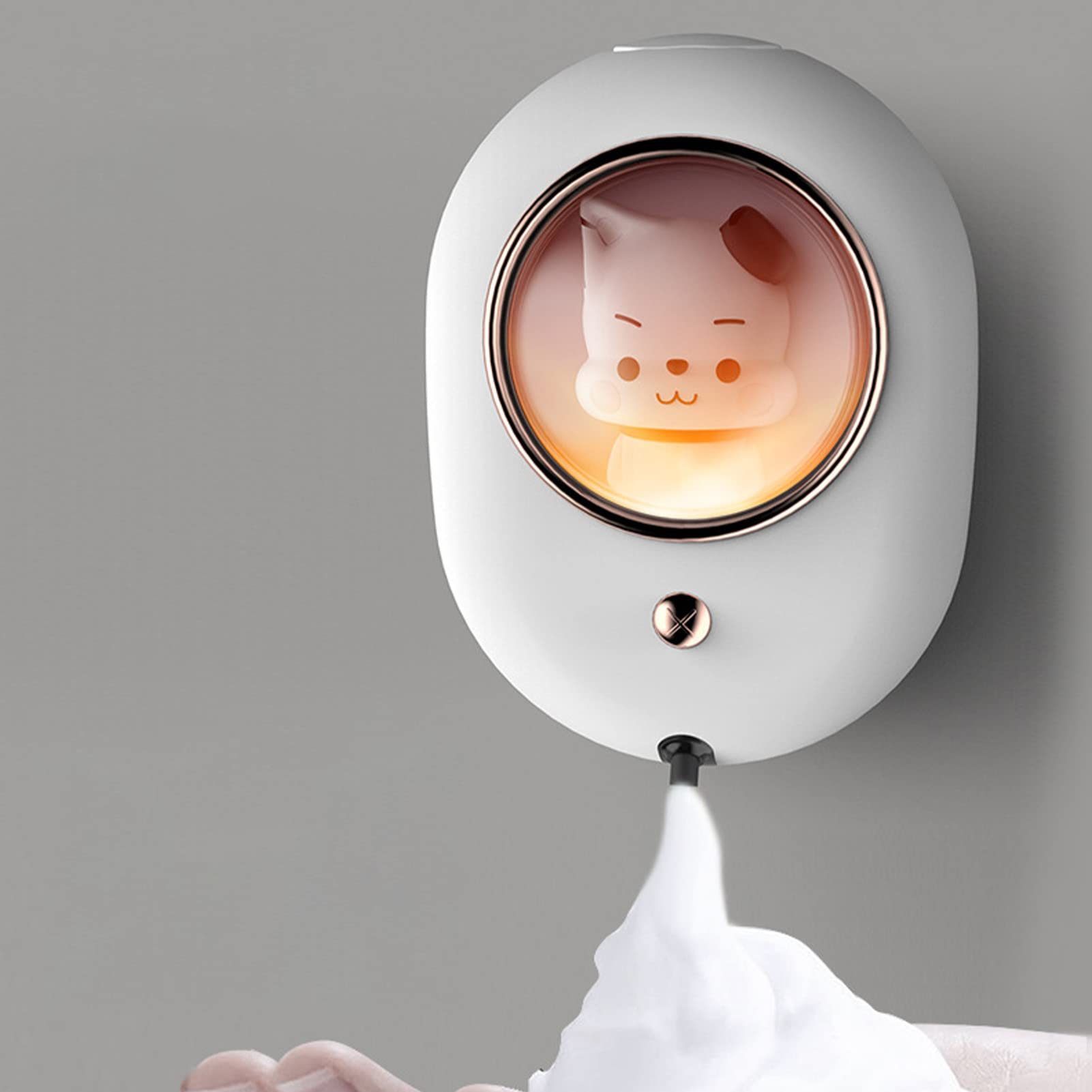 Fafeicy Dispenser di Sapone a Parete, Design a Capsula Spaziale, Dispenser Automatico di Schiuma, Ricaricabile, Impermeabile, per e Bagno