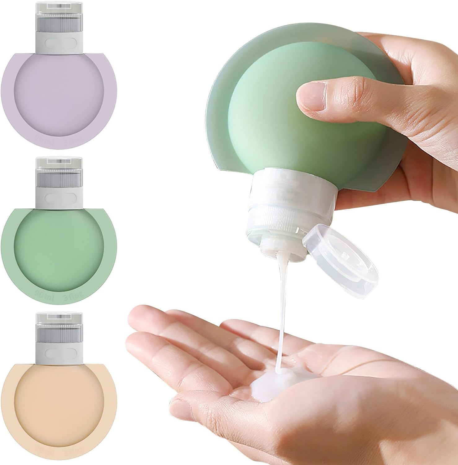 Cloudzy Toiletry Silicone Travel Bottle Pouch Reusable Shampoo Lotion Gel Cream Bottles Sanitizer Leakproof Squeeze Dispenser Set 60Ml Small Refillable Essential Oils Organizer [ Pack of 3 ]-picture-3