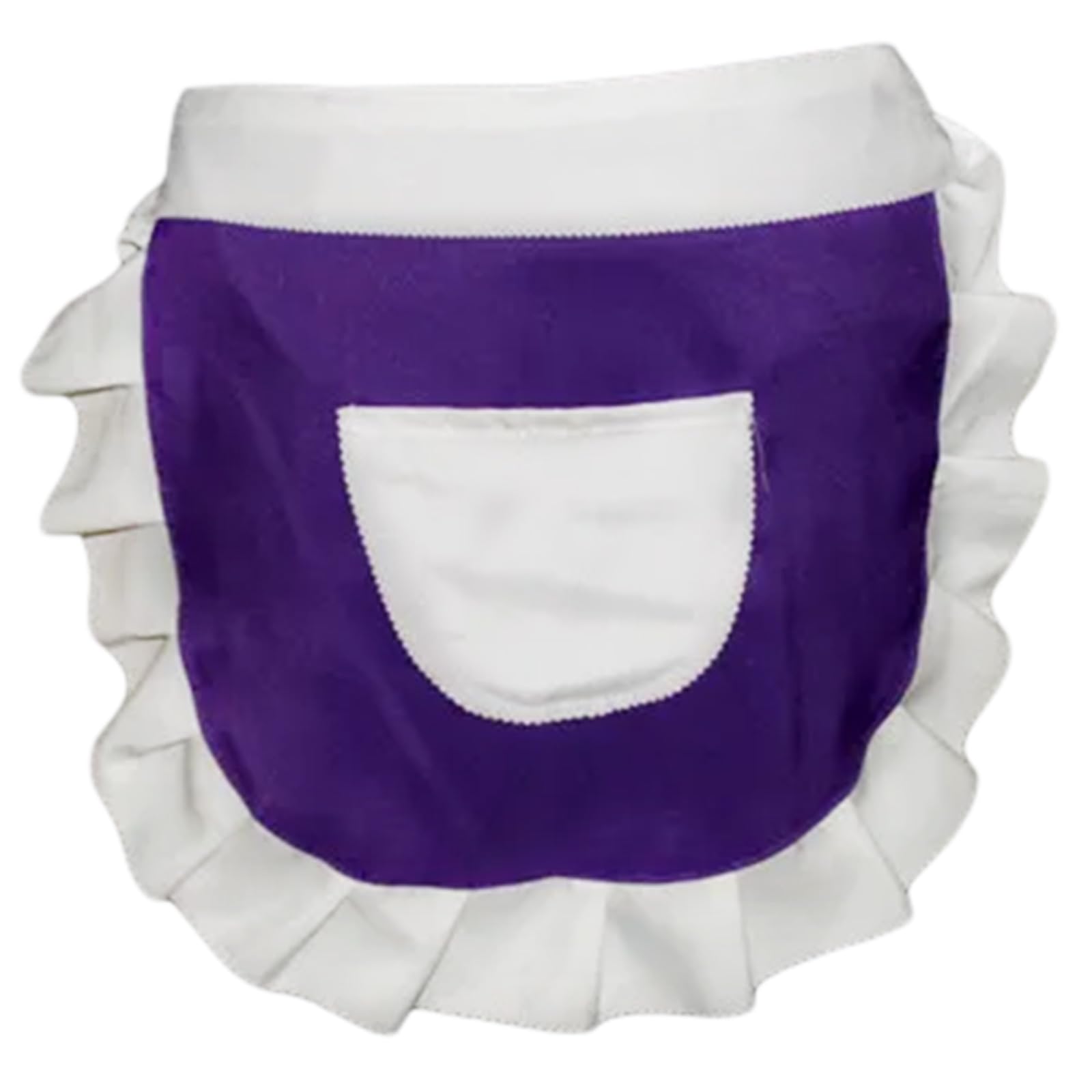 HINAYOSAN Women's Maid Waitress Costume Half Apron European Sweet Styles Contrast Color Ruffled Trim Short Waist Apron With Pocket