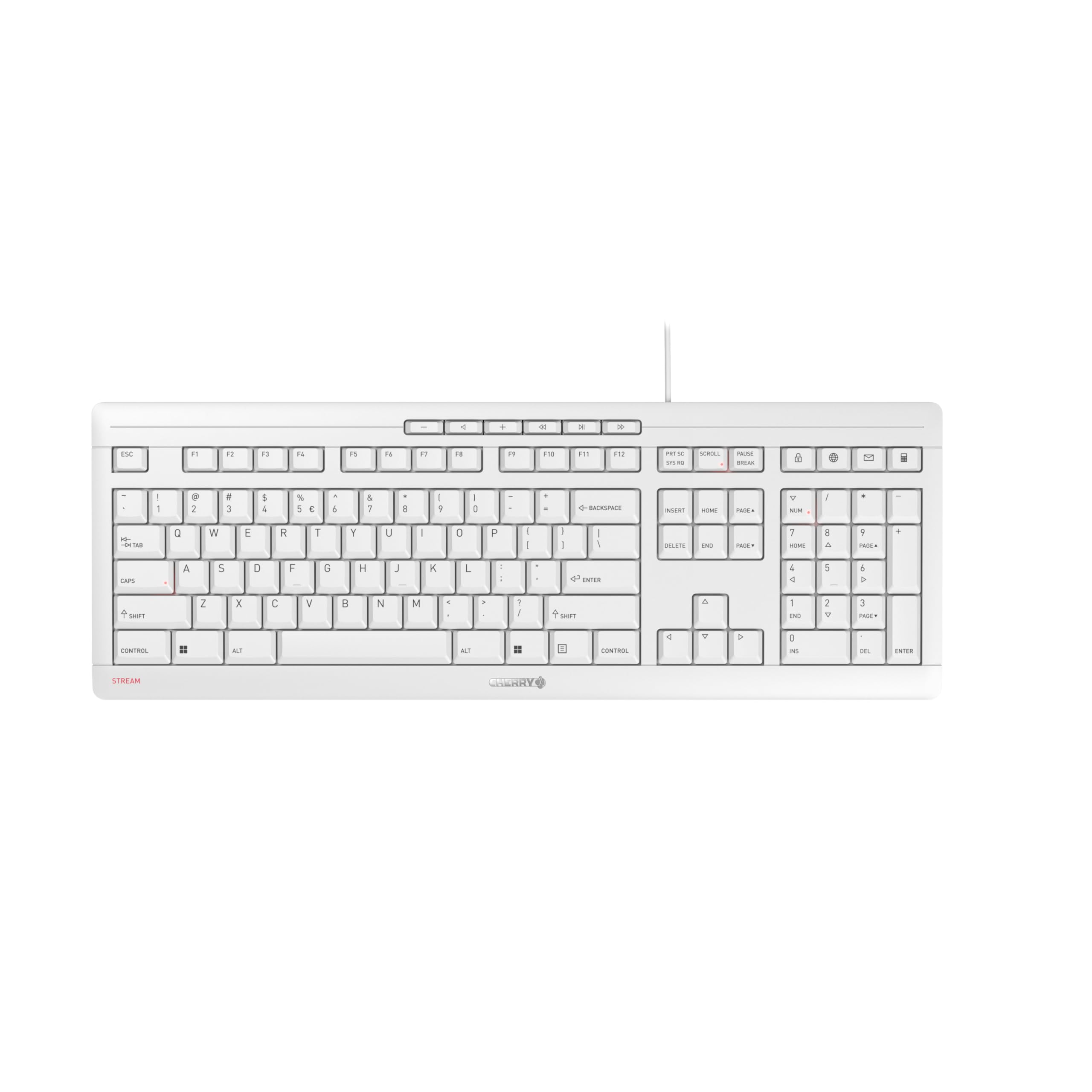 Cherry Stream Keyboard - Wired USB Keyboard - SX Scissors Mechanism - GS Approval - QWERTY – White