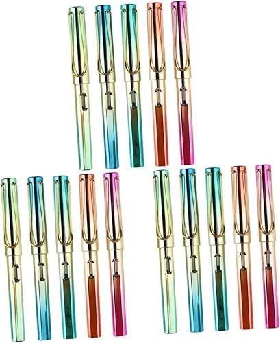 Ciieeo Bolígrafos de colores, 15 unidades, bolígrafos de regalo de oficina, bolígrafos estilográficos desechables con tinta para escribir, bolígrafo