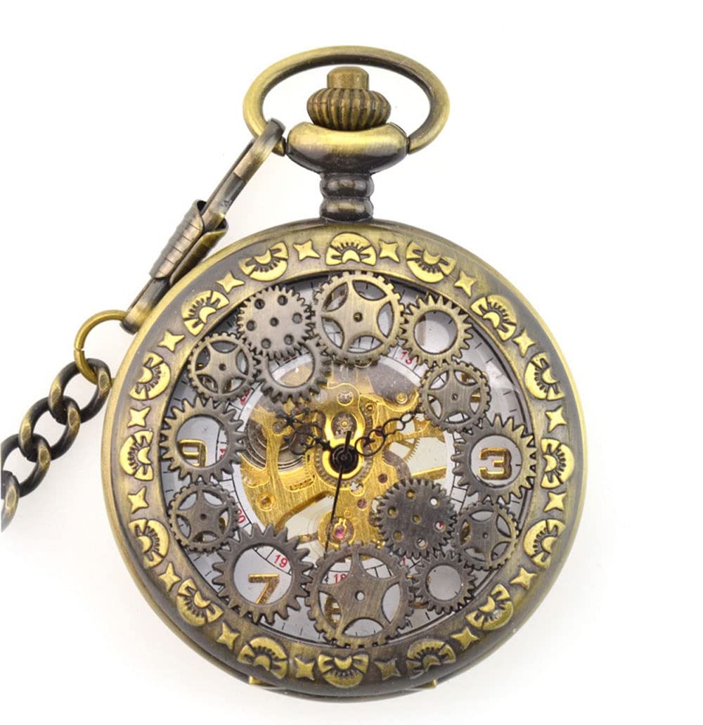 Orologio da Tasca Meccanico retrò, Numeri Arabi con Taschino con Catene for Uomo da Uomo