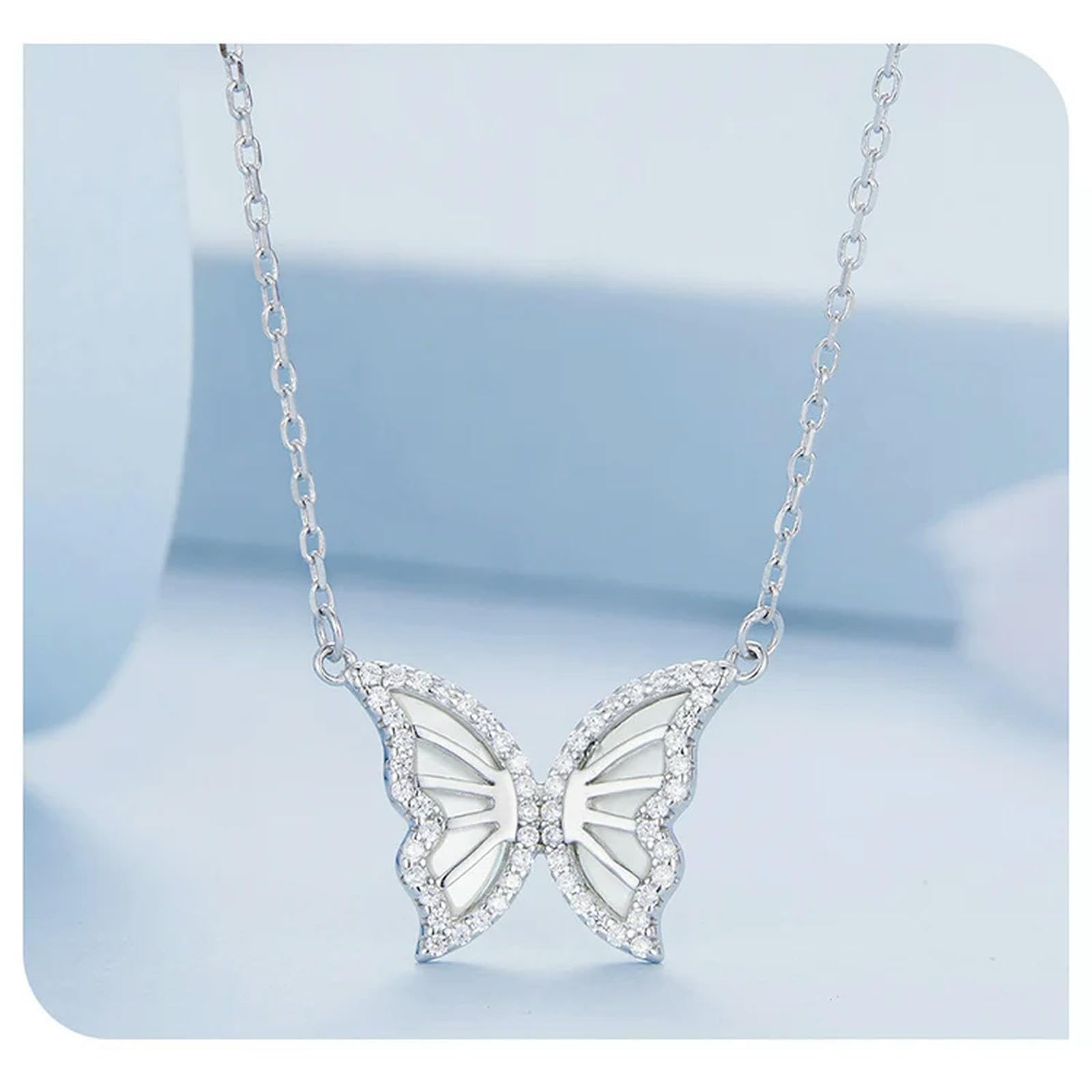 Collana Con Ciondolo A Farfalla In Argento Sterling 925 Per Donna, Regalo Di Compleanno E Natale, Con Incastonatura A Pavé Di Zirconi Cubici, Gioielleria Raffinata