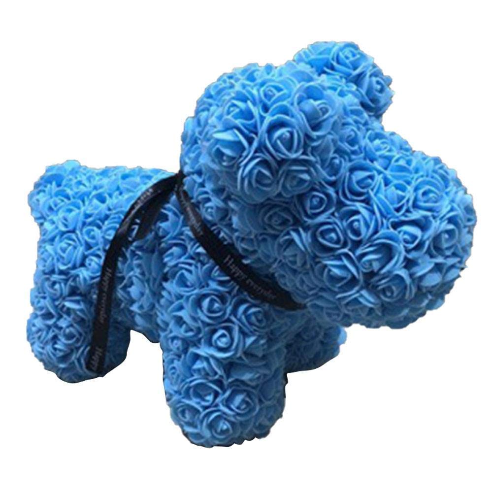 RDAHSUEHH Simulated Rose Dog Forever Rose Flower Teddy Bear Dog Doll Romantic Gifts for Wife Mom Daughter (C)