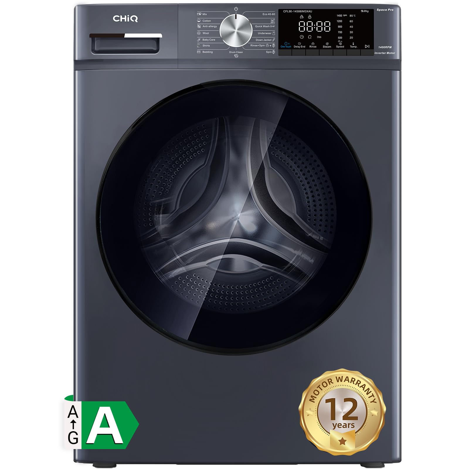 CHiQ CFL80-14586IM3XAU, Front Load Washing Machine 8kg,Space Pro, Counter Depth, Large Drum, Stable Inverter Motor — view 10
