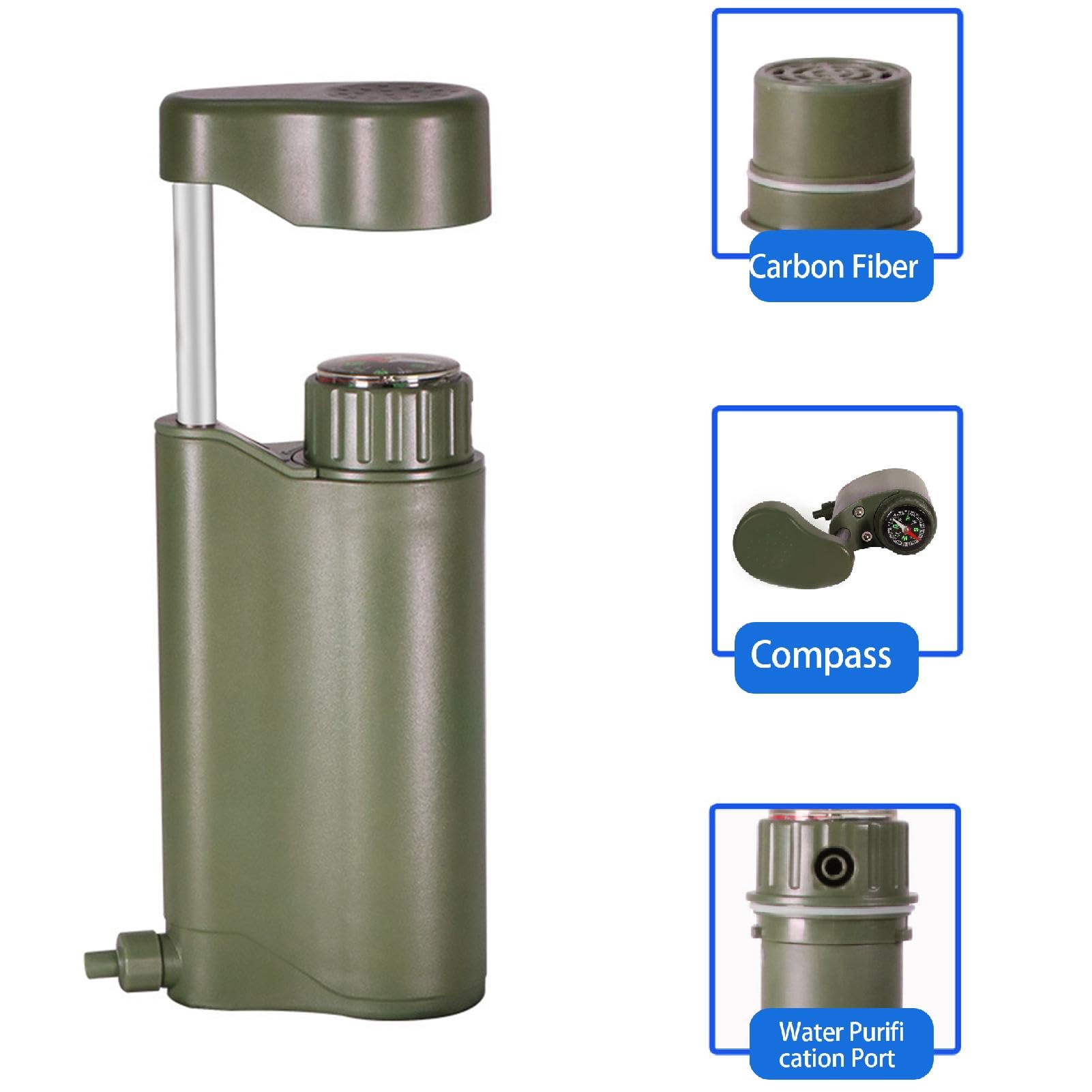 Filtro de agua de bolsillo, filtro de agua portátil bomba de mano de 6 | etapas, filtro de bomba de mano para mochila, purificador de agua ligero de 0,01 μm, filtro portátil, purificador de agua de