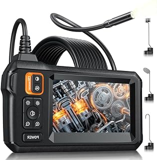 MugEasy Endoscope Camera with 4.3" IPS Screen, 1080P HD Borescope, 16.5FT Semi-Rigid Cord, 8 LED Lights, IP67 Waterproof for Sewer Inspection (Orange)