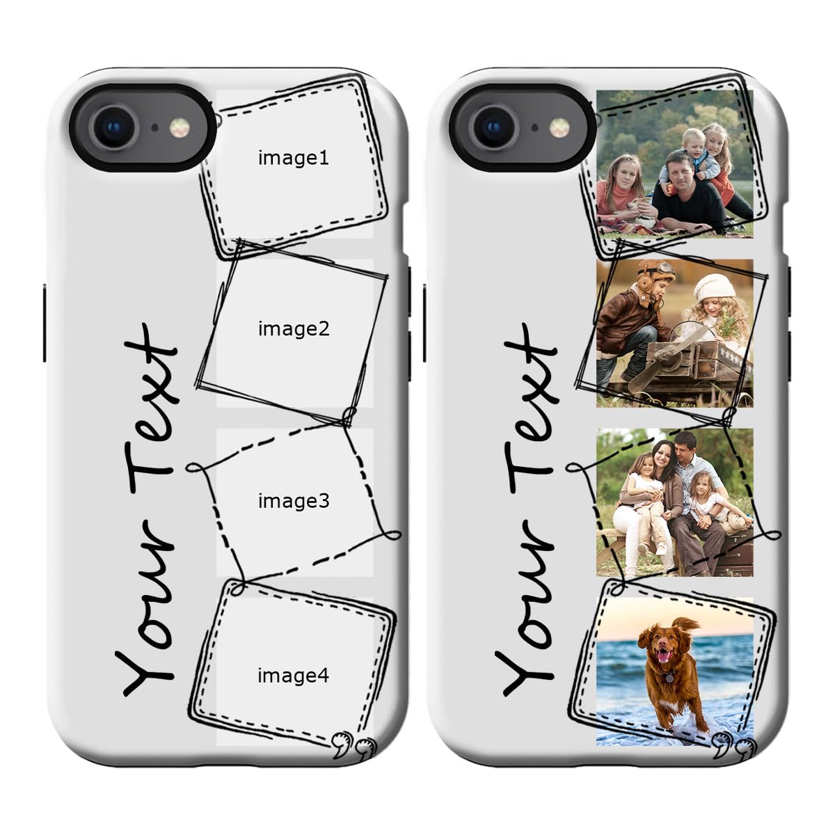 Klsify Custom Case for iPhone 6/6s Photo Personalized Customizable Collage Pictures Frame Multi Image Customize Text Logo Name Design Dual Layer