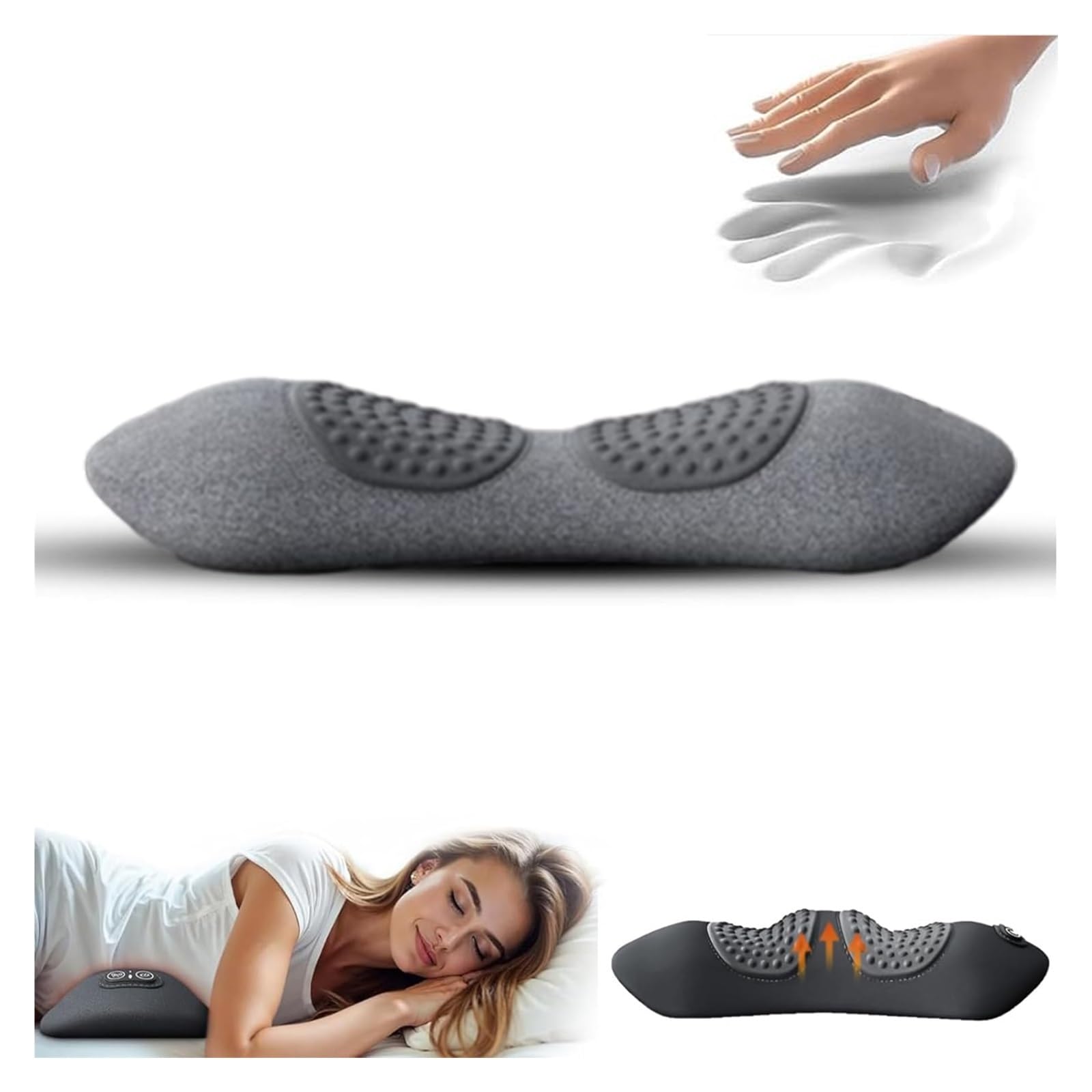 Massaggiatore for la Schien Triple Fusion for Sedia e Letto, Massaggiatore 3 In 1 Riscaldato e Vibrante for la Sciatica, Dispositivo di Trazione for Alleviare Il Dolore Lombare(Gray)