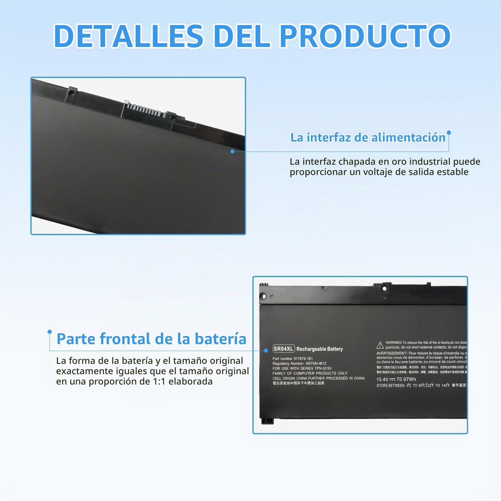 SR04XL 917724-855 Batería de portátil para HP Omen 15-CE0XX 15-DC0XX 15-CE018DX Pavilion 15-CB000 15-CE000 15-CB0XX 15-CX0XX Series 917678-1B1 917678-2B1 HSTNN-DB7W HSTNN-IB7Z 15.4V 70.07Wh