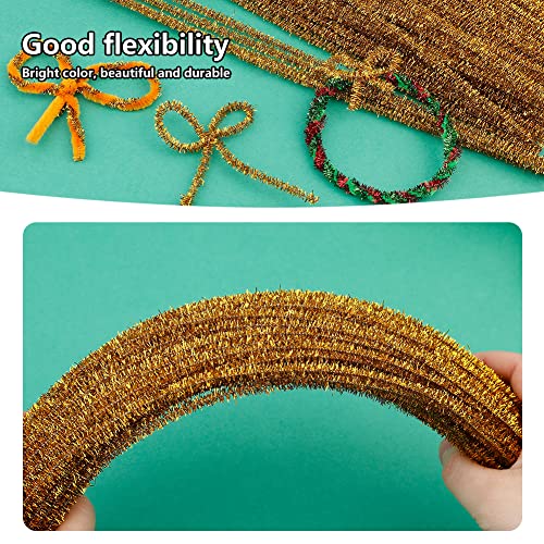 Image of 100PCS Pipe Cleaners Chenille Stem Glitter Gold Craft Pipe Cleaners | DIY Craft Fuzzy Sticks, Pipe Cleaners Bulk for Creative Handmade DIY Art Craft Decoration Supplies