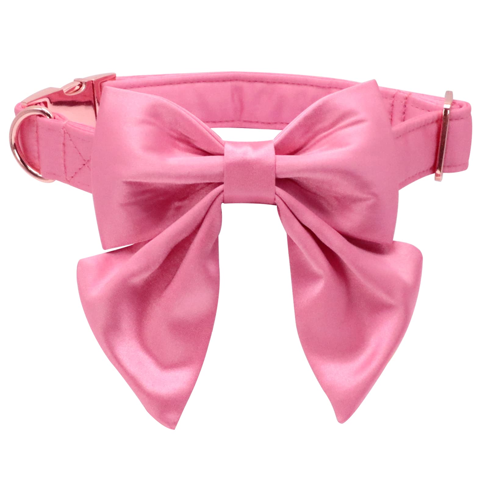 Lionet Paws Bowtie Dog Collar - Comfortable Silk Dog Collar with Detachable Bow Tie for Medium Dogs, Neck 13.5-22 Inches