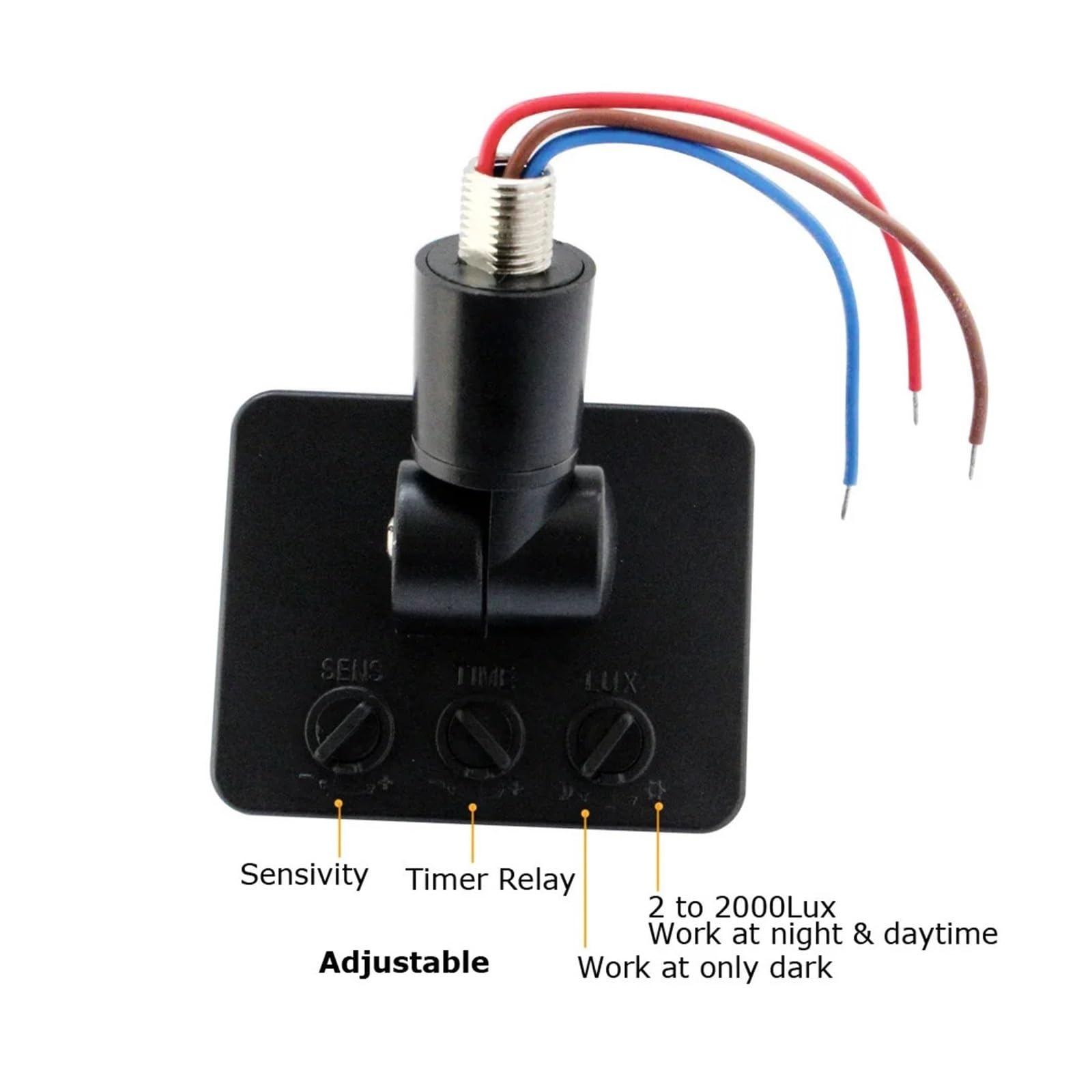 Sensor de movimiento LED 220V 110V 12V Detector PIR rotación de 180 grados temporizador for exteriores interruptor de luz Sensor de movimiento PIR(Black,12 V)