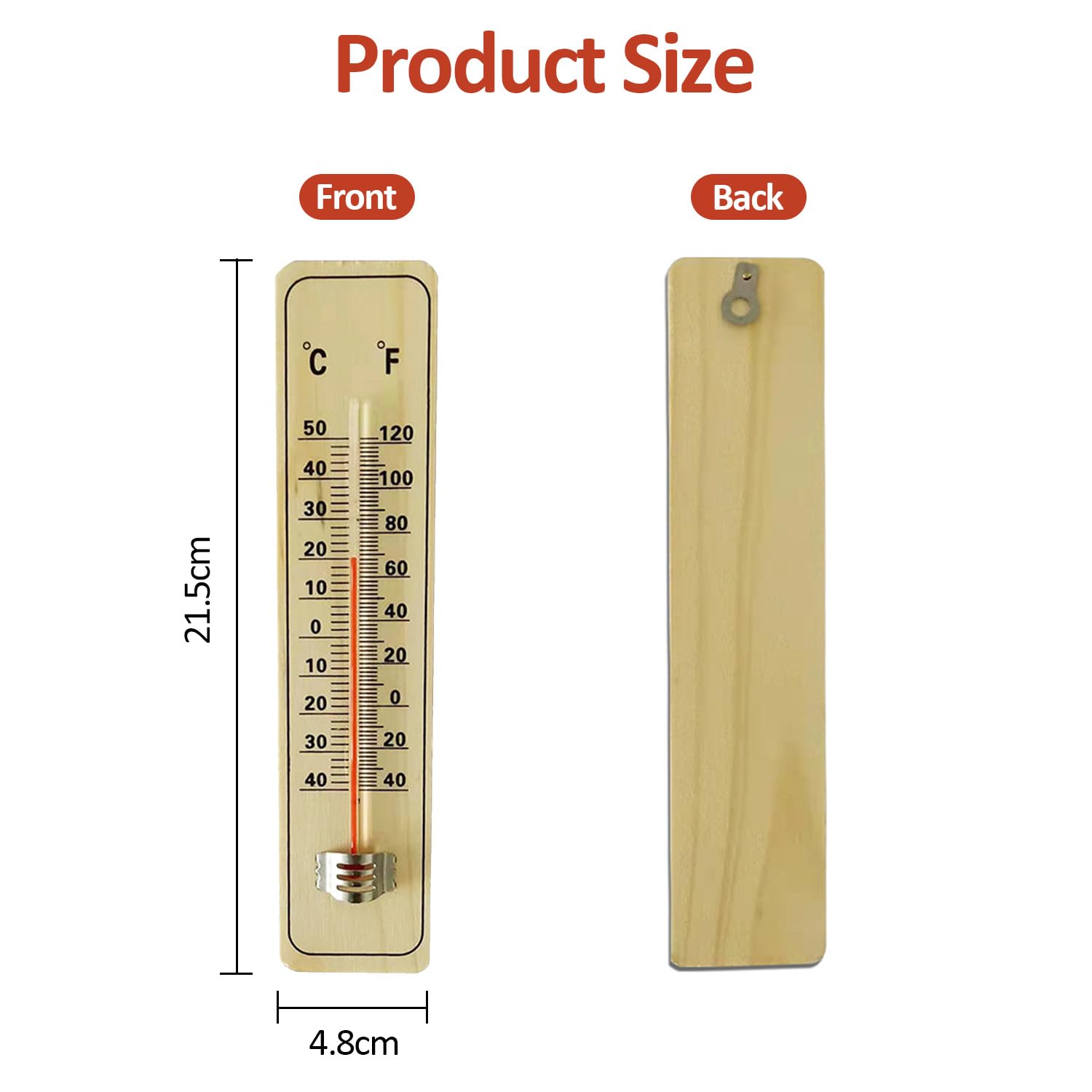 2 PCS Wooden Thermometer for Indoor and Outdoor Wall Thermometer to Measure Room Garden Greenhouse Office Temperature - Image 2