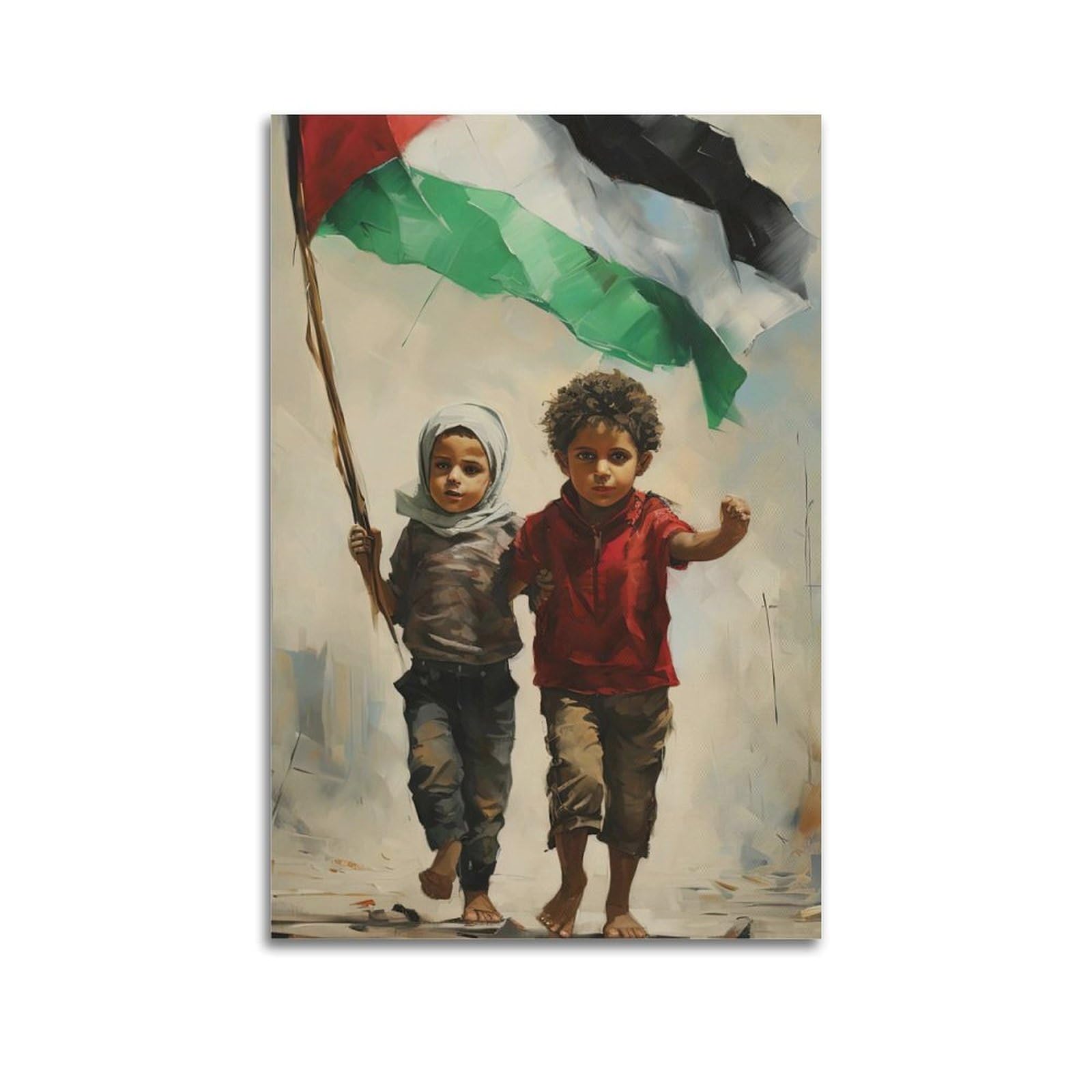 XKUGA World Peace Anti War Poster Palestine Gaza Child Refugees Modern Decorative Canvas Prints - Ideal Wall Art for Family, Man Cave, Game Room, Boys & Girls Bedroom 20x30inch(50x75cm)