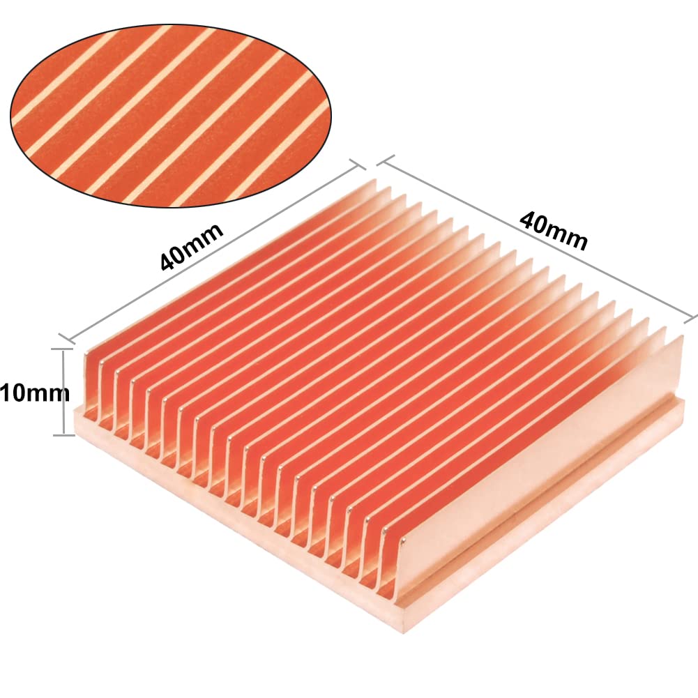 Dissipateur thermique en cuivre pur 40 x 40 x 10 mm aileron de biseau radiateur pour refroidissement électronique IC