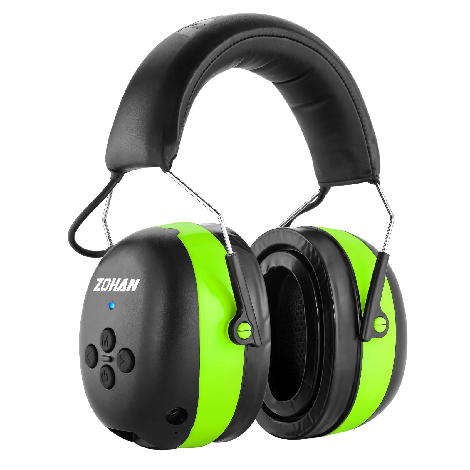 ZOHAN 037 Bluetooth + Gel Cushions Hearing Protection Headphones with 1500mAh Rechargeable Battery,NRR 25dB Noise Reduction Ear Muffs for Mowing, Snowblowing, Construction,Workshops