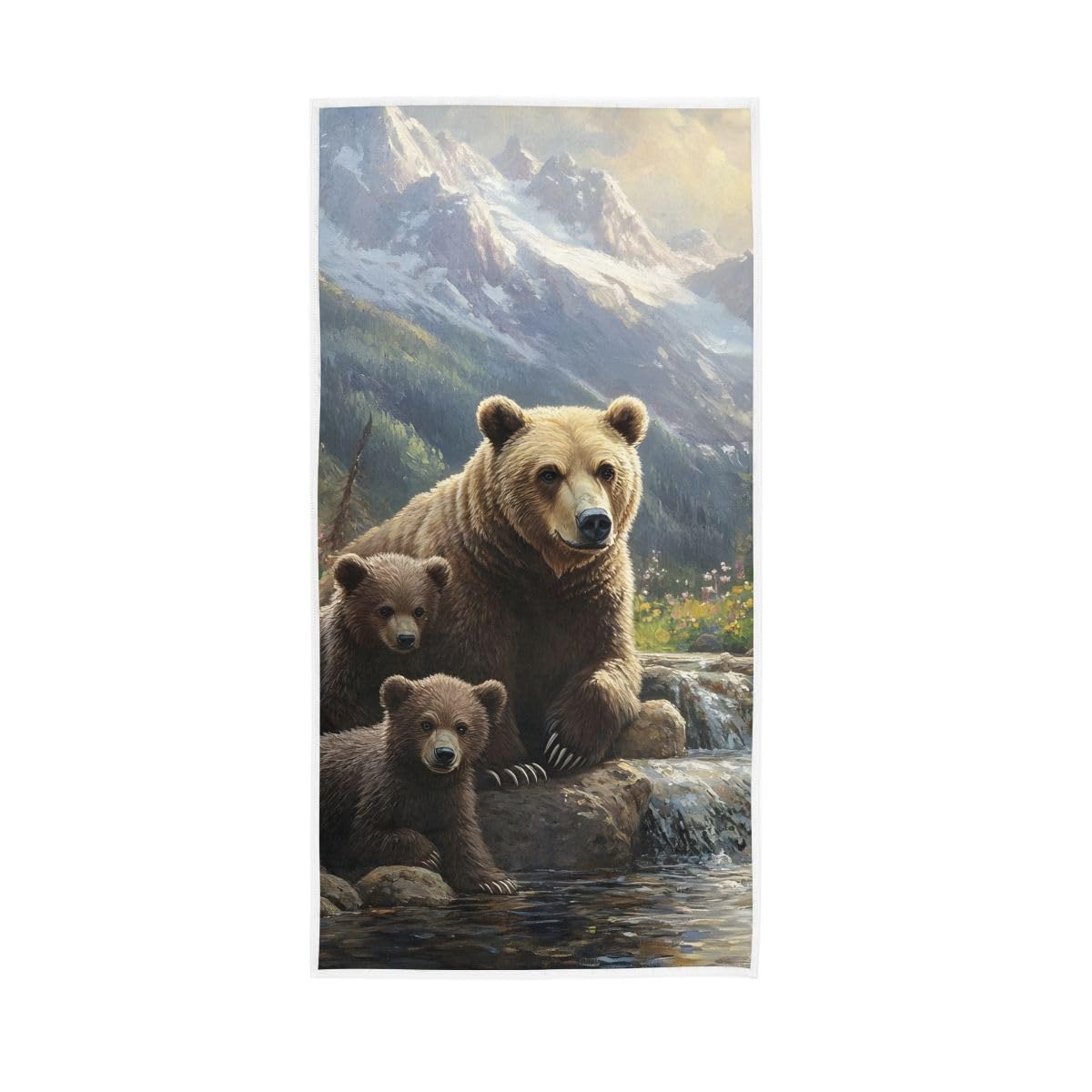 LSRCPD Bears by River Hand Towel, Multipurpose Absorbent Towels for Bathroom, Gym, Hotel, Spa 15 x 30 Inches