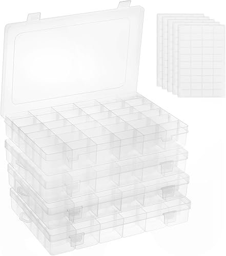 Miniatura 9 de OUTUXED Caja Organizadora de Plástico Transparente de 36 Cuadrículas con Divisores de Compartimentos Ajustables, Caja de Colección de Rocas