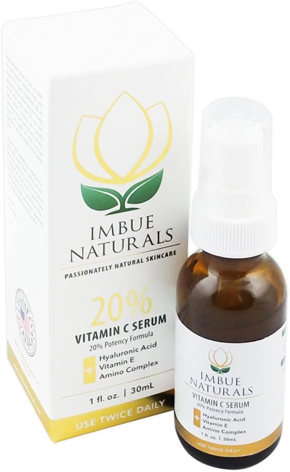 Vitamin C Serum For Face - Organic Recipe 20% Vitamin C + Hyaluronic Acid + Vitamin E + Amino Complex - Get Radiant Beautiful Skin & Fade Age Spots & Scars - Repairs Wrinkles & Stimulates Natural Anti Aging Collagen - Lifetime Satisfaction Guarantee!