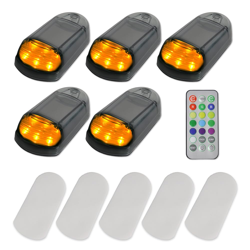 Luces LED solares inalámbricas para Cabina de Coche Riloer, luz ámbar | Luz LED solar para cabina, compatible con todo tipo de vehículos, incluidos camiones, automóviles y modelos universales.