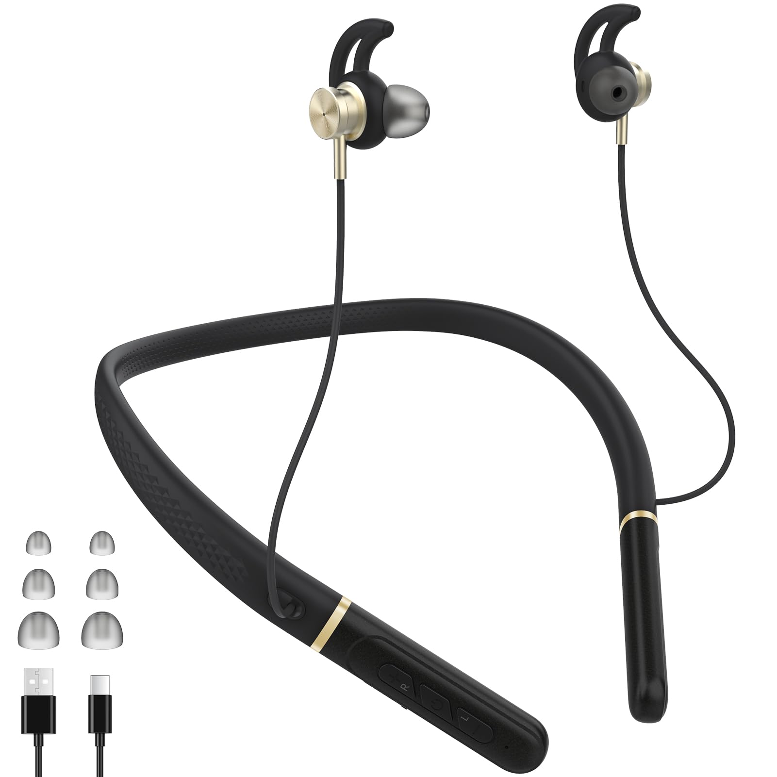 Upgraded Rechargeable Hearing Aids for Seniors and Adults,Wireless Neckband Headphones Sound Amplifiers for TV Watching with Remote Microphone,Noise Cancelling,Independent Sound Adjustment