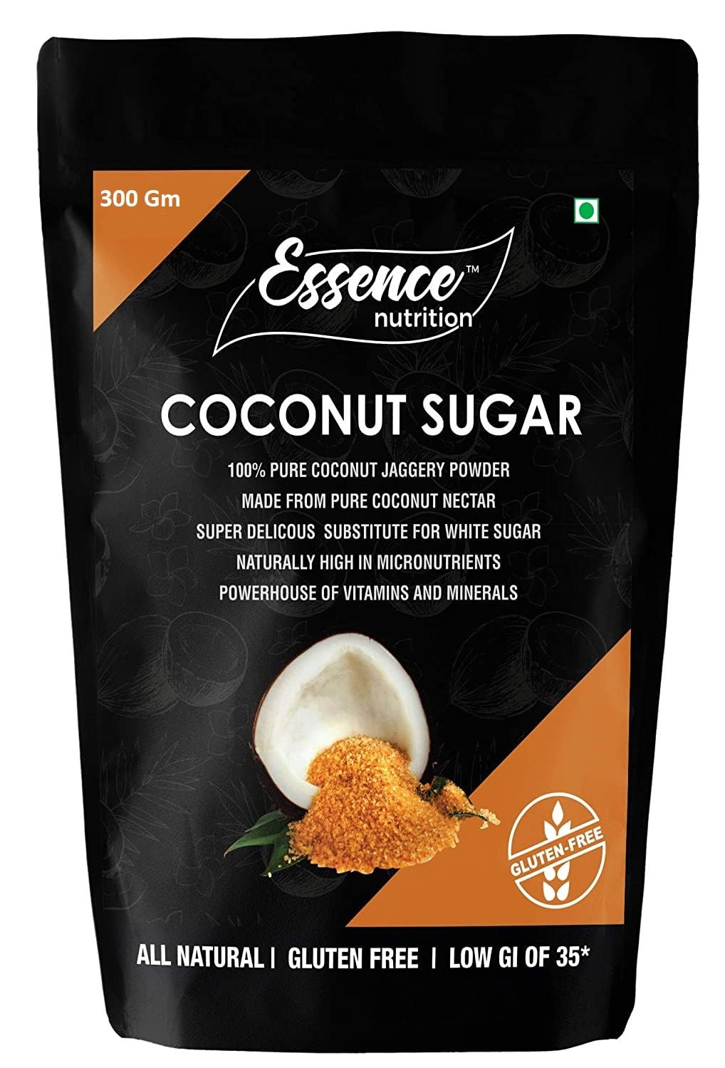 Essence Nutrition Certified Organic Pure Coconut Sugar (300 Grams) - 100% Pure Coconut Sugar [All Natural]