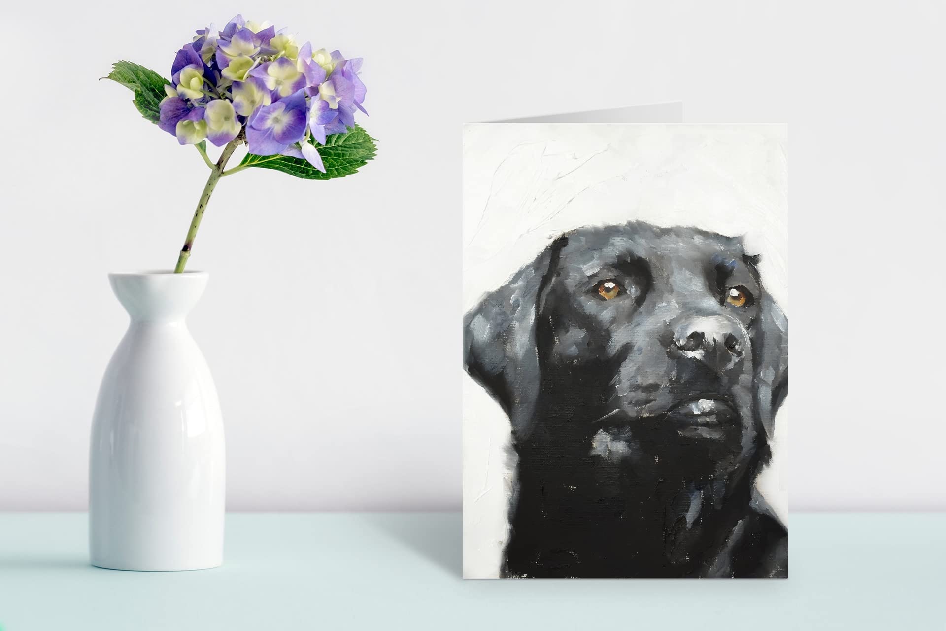 James Coates Black Labrador Card, Greeting Card with painting of a Black Lab, A5 size, Blank Inside, (5065003350908)