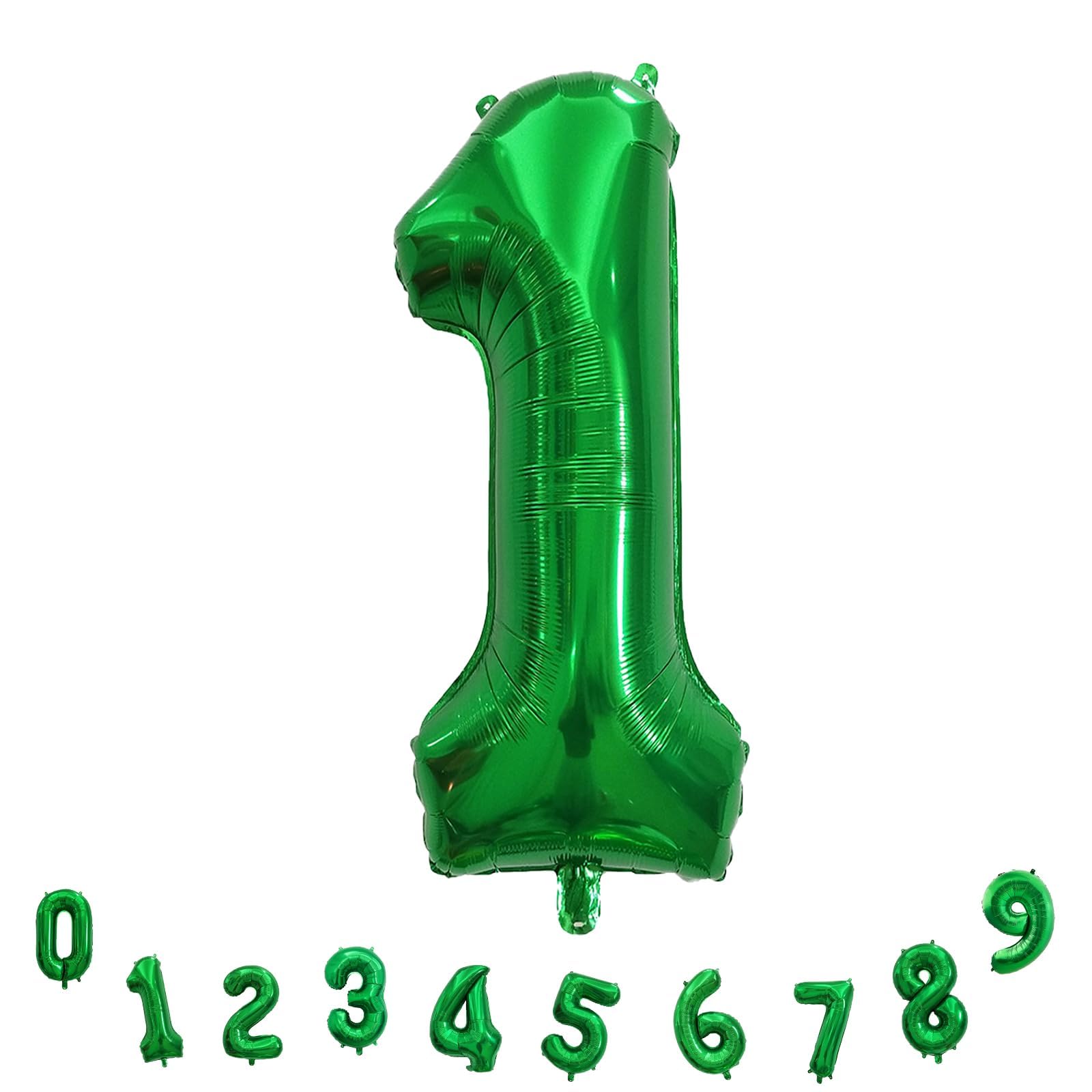 1. Geburtstag Luftballon Deko für Junge, 40 Zoll Grün Helium Zahl 1 Luftballon, Riesen Folienballon Zahlen 0-9 Ballon für Kinder Mädchen Geburtstag Babyparty Party Deko Jungle Dino Party Dekoration