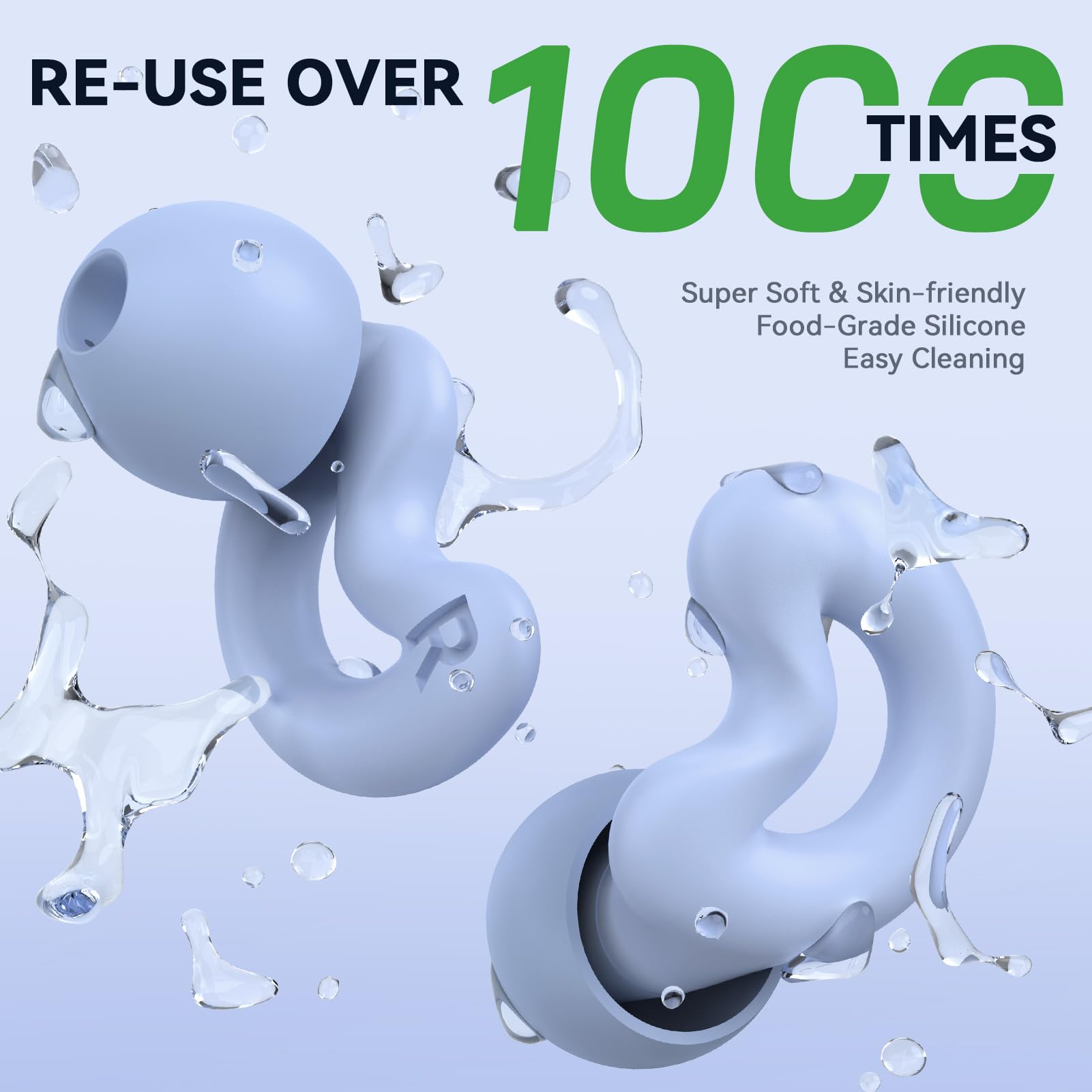 Ear Plugs for Sleeping Noise Cancelling Up to NRR49dB-Ultra Soft, Reusable Silicone Ear Plugs for Sleep Snoring Blocking, Side Sleepers-10 Ear Tips in XS/S/M/L/Double Layer Tranquil Blue