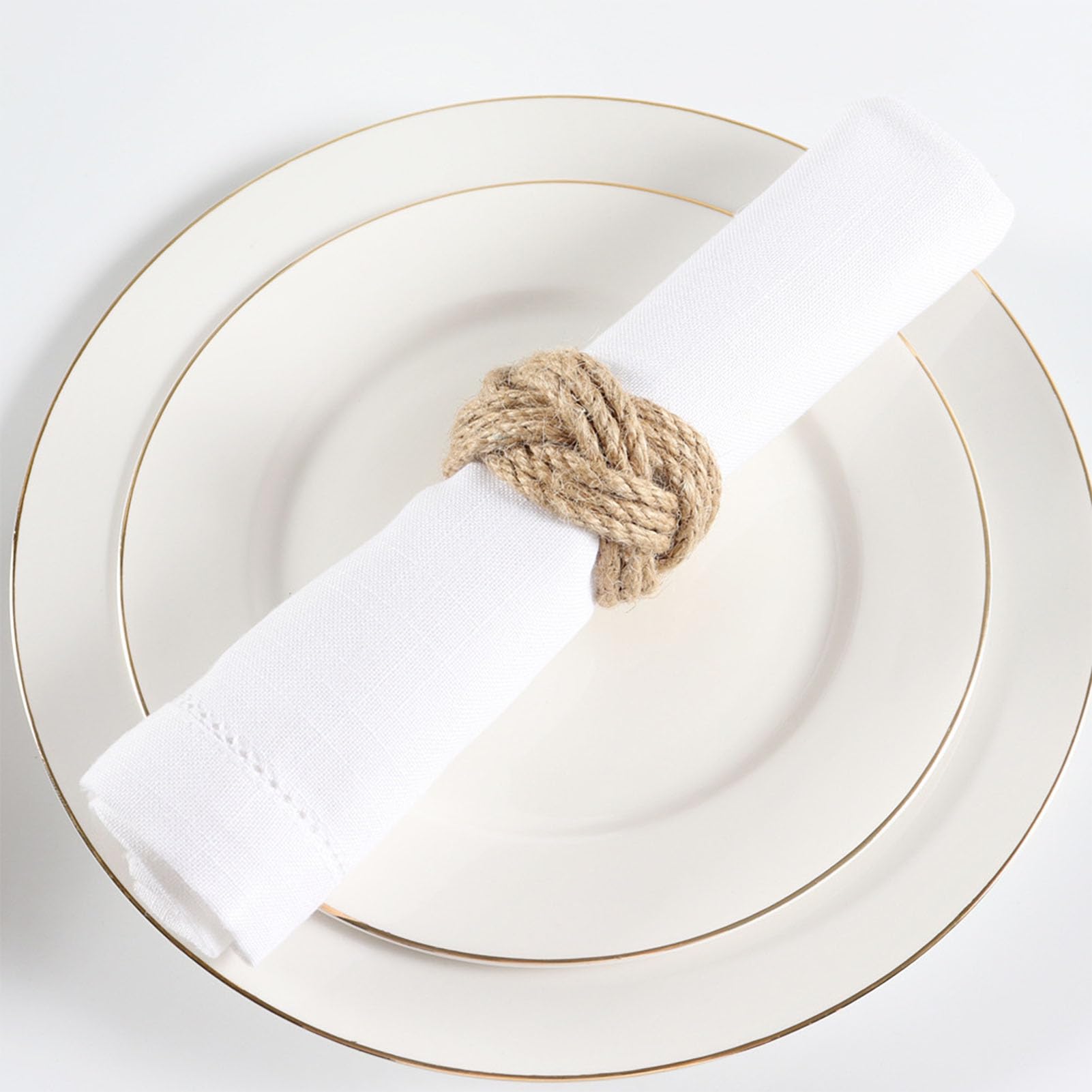 24 Portatovaglioli in Iuta, Porta Tovaglioli in Corda di Iuta Intrecciata Marrone, Decorazioni per la Tavola Riutilizzabili per Tavolo da Pranzo, Feste di (Corda di di colore naturale)