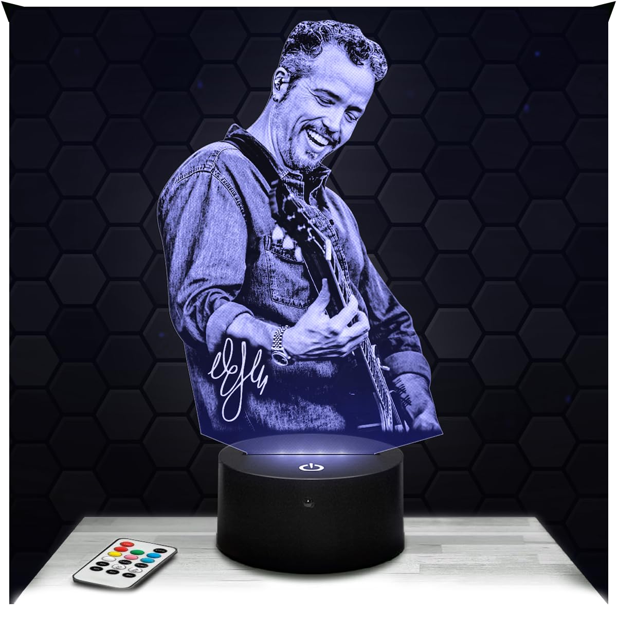 Lampephoto.fr - 3D Lamp Jason Isbell American Author Composer, Touch LED Night Light, 3D Hologram Effect, Christmas Birthday Gift Idea for Men Women, Bedroom Decoration Object