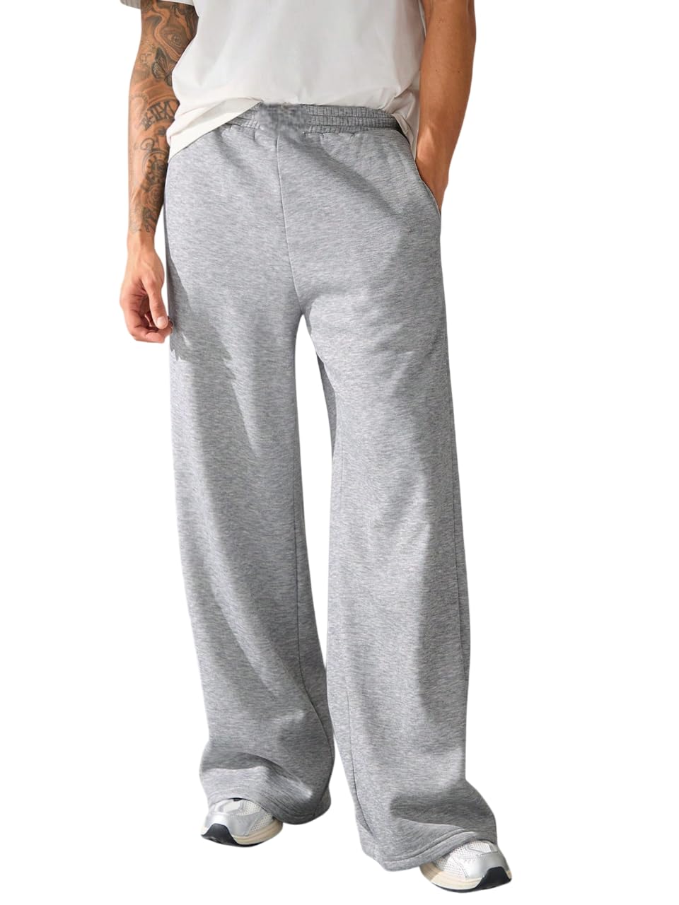dockstreet Straight Wide fit Long Length Trouser Style Drawstring Trackpant for Men/Trending Sporty Style, Relaxed Casual Pants for Men