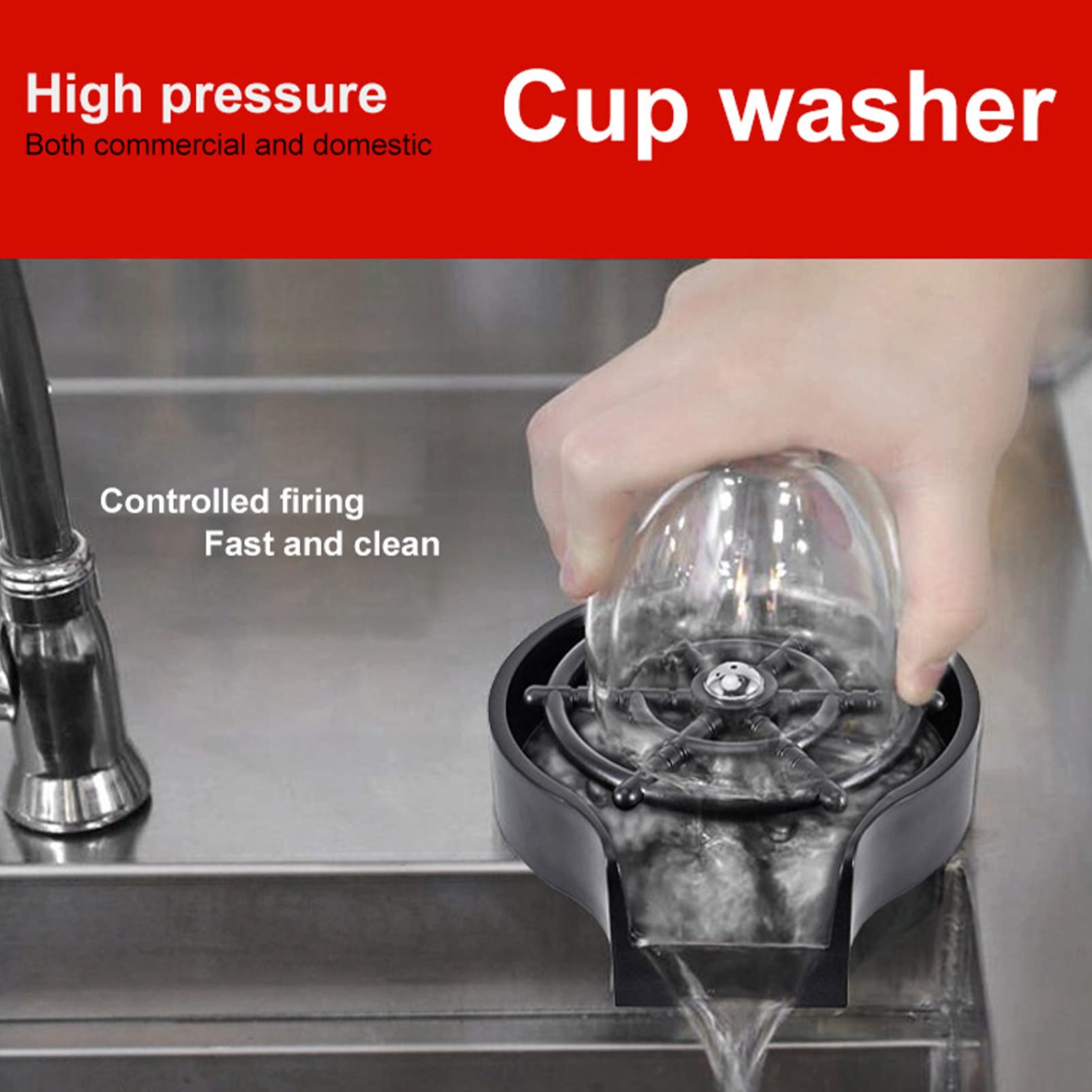 Arandela de copa de alta presión con rosca G9/16, enjuagador automático de vasos para fregadero de cocina, lavavasos para grifo de acero inoxidable con pulverización de 360° para