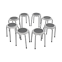 Vista 10 de ECR4Kids Juego de taburetes Daisy apilables, asiento flexible, gris claro, 8 piezas